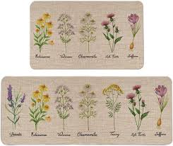 Blommiga Halkfria Köksmattor - 2-Pack